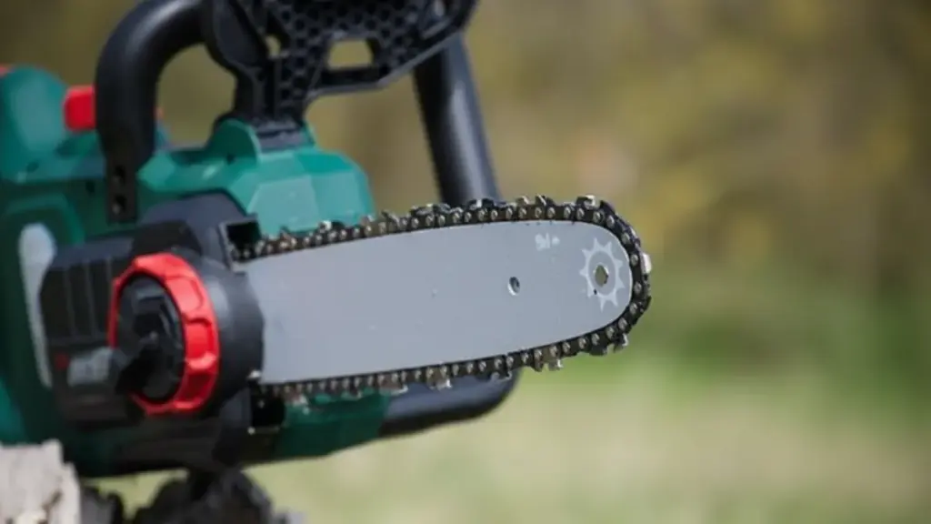 a close up of electric chainsaw guide bar