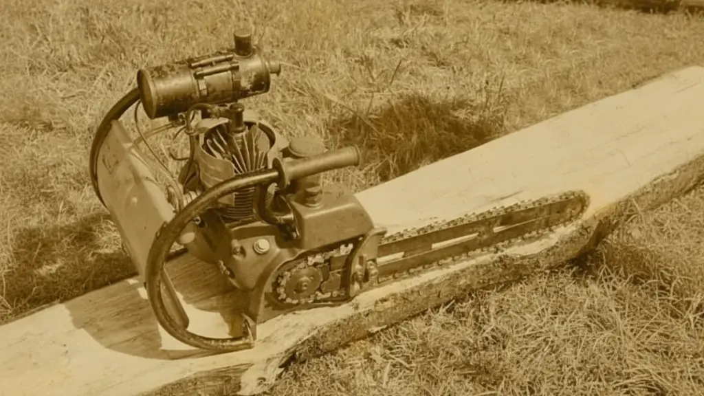 closeup of old chainsaw