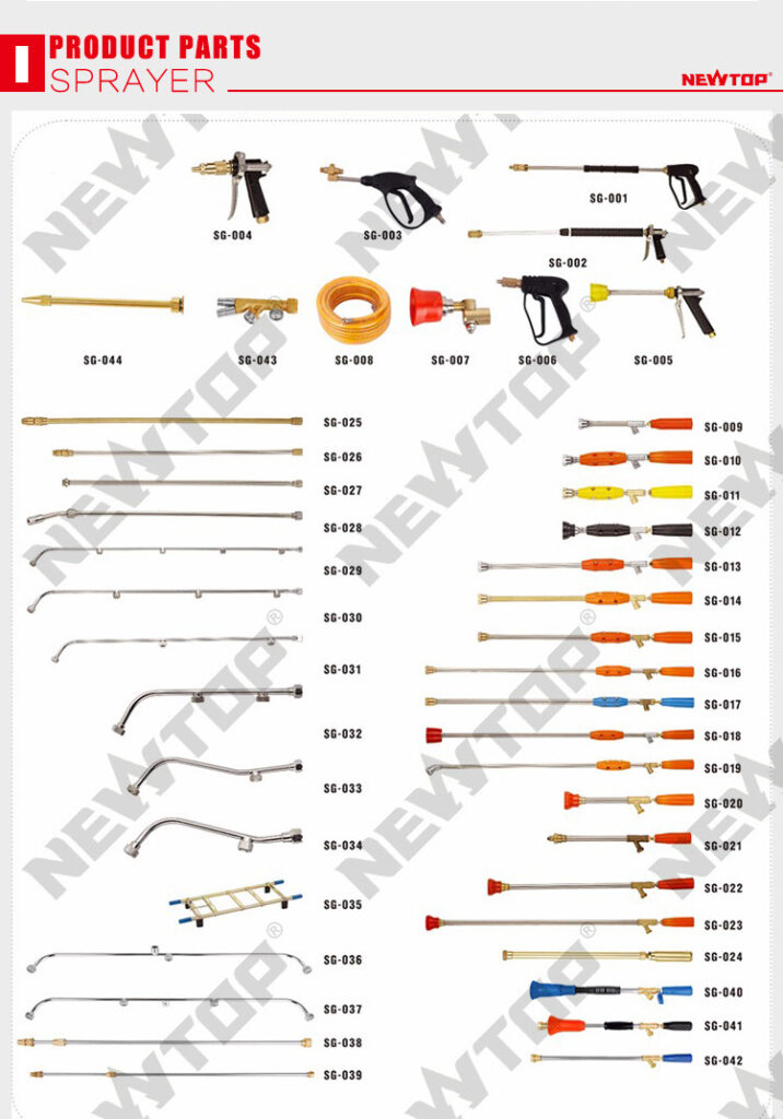 newtop different types of sprayer nozzle parts