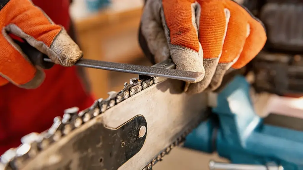 sharpening a chainsaw chain