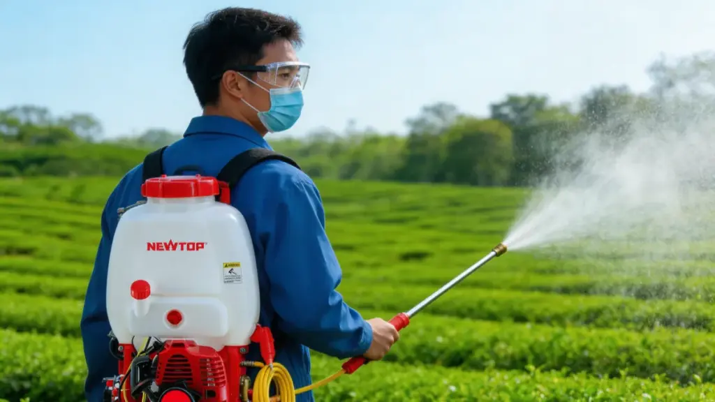 a man using newtop knapsack sprayer