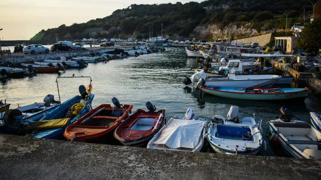 Fishing boats moored at the shore