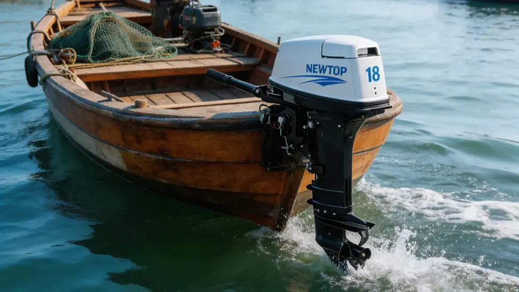outboard motor on the boat