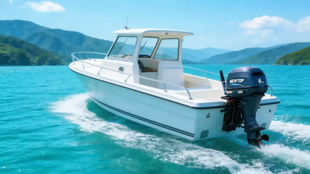 outboard motor on the speed board