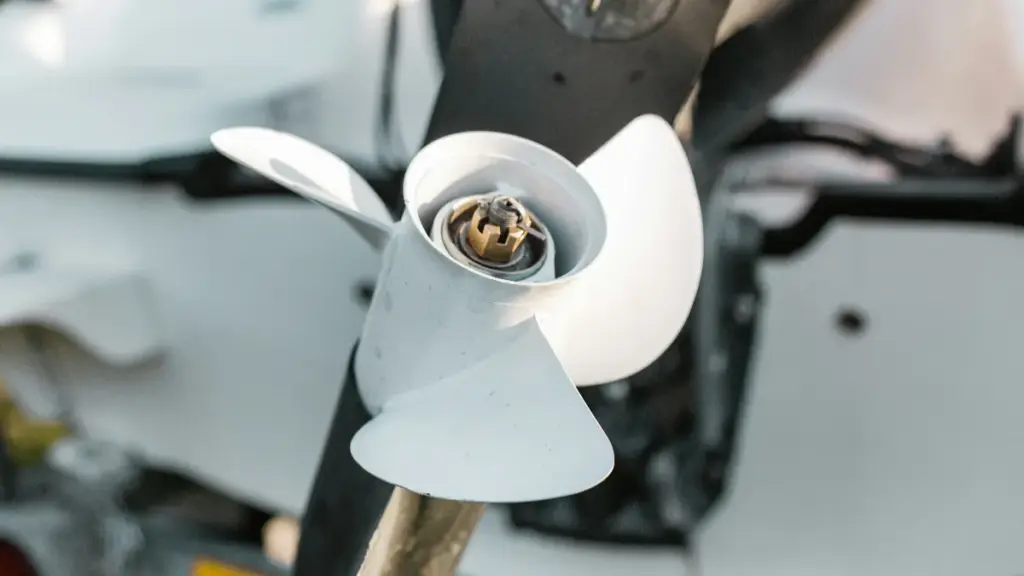 a close up of outboard motor propeller