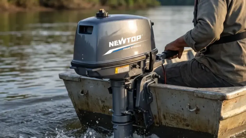 newtop outboard motor mounted on the boat