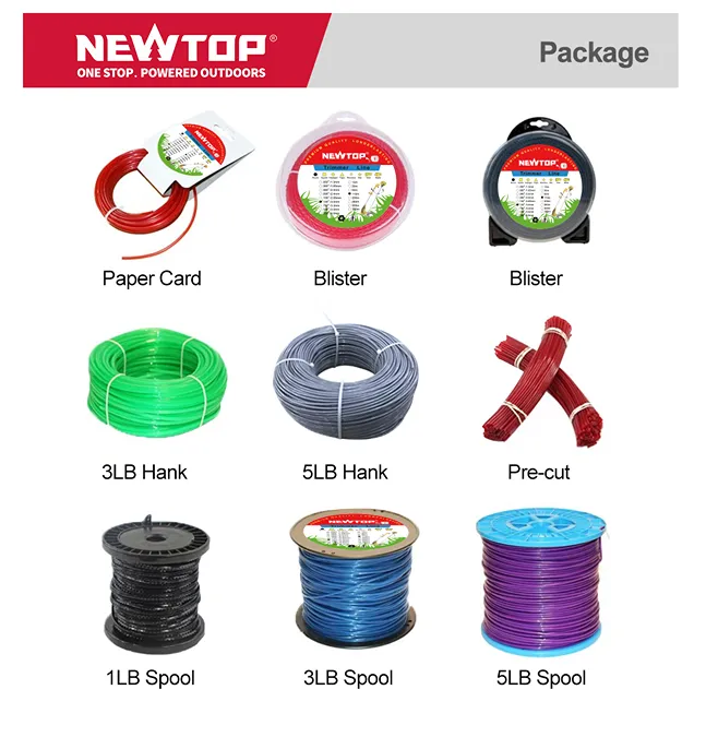 Various packaging options for nylon string trimmer replacement line spools