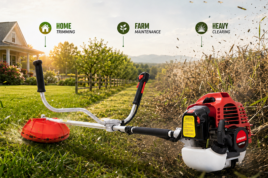 Gasoline brush cutter models for dealers with cutting accessories and spare parts