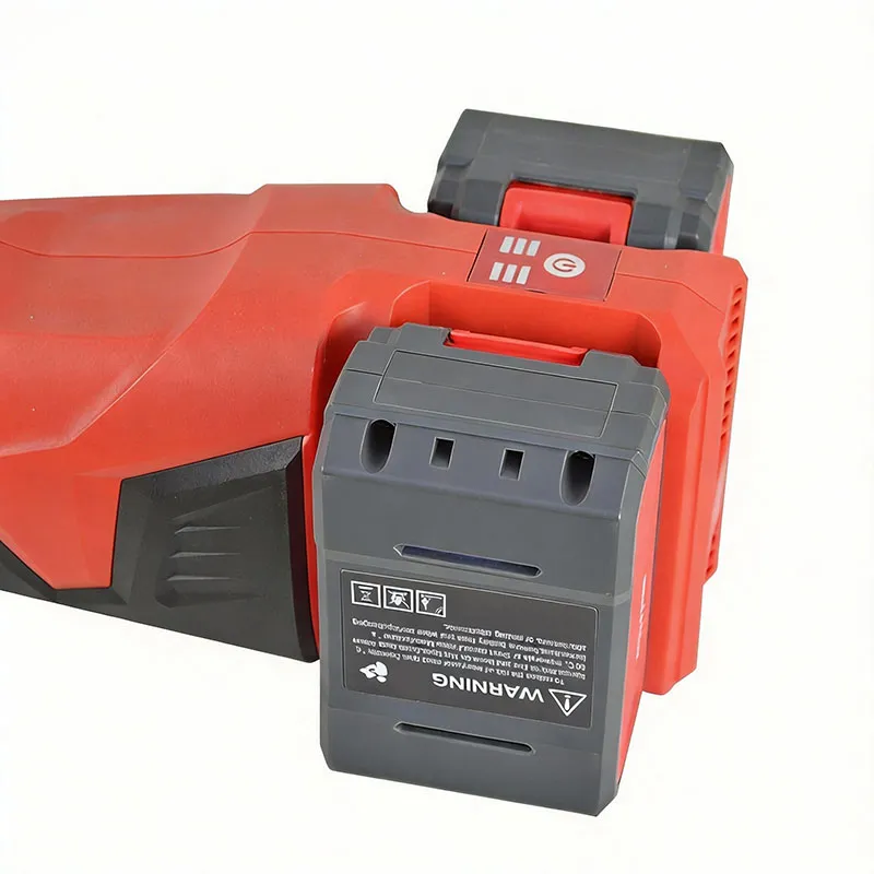 Red and black rechargeable lithium-ion battery pack for cordless power tools